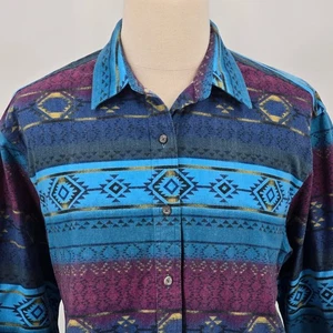 Cabela's Flannel Shirt Men's XL Blue Purple Southwest Design - Picture 1 of 7