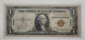 1935A $1 Hawaii Silver Certificate Banknote Overprint - Picture 1 of 2