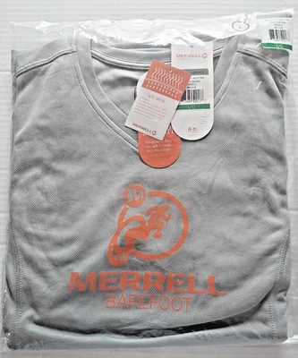 Merrell Barfoot Tech Tee Drizzle Brunie Opti-Wick womans Size Large gray T-Shirt - Image 1 of 4