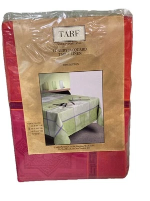 Tarf Red 100% Cotton Tablecloth Made in Portugal Luxury Jacquard Linen 60 X 104 - Image 1 of 4