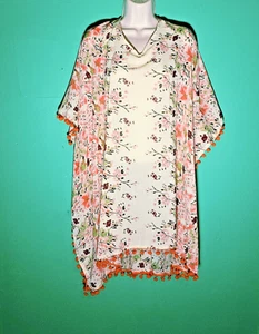 Camisa de natación floral Shore Drive talla única naranja crema pompón transparente - Imagen 1 de 10