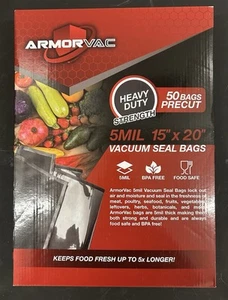 ArmorVac 15”x20” 5mil vorgeschnittene Vakuumversiegelungsbeutel schwarz & klar (50er-Packung) - Bild 1 von 4