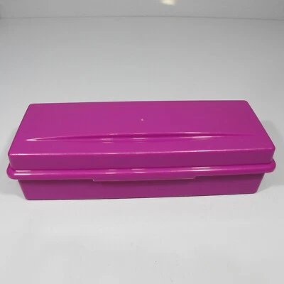 Alpha Audio Cassette Plastic Storage Box Case Holder Holds 15 24 Tapes Purple - Image 1 of 4