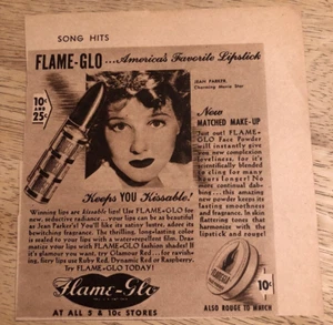 Jean Parker de 1940 para lápiz labial Flame-Glo - Anuncio de revista vintage - Imagen 1 de 2