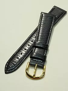 NOS Hadley Roma 19R Black Padded & Stitched Lizard Grain Band W/Gold-Tone Buckle - Picture 1 of 6