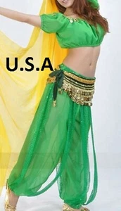 U.S.A Belly Dance Top Pants Belt Bollywood Harem Dancing Costume Bollywood Set   - Picture 1 of 3
