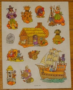 VINTAGE HALLMARK THANKSGIVING AUFKLEBER ~ PILGER ~ MAIBLUME ~ TÜRKEI ~ HERBST ~ HERBST - Bild 1 von 1