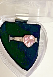 Sterling Silver & Pink Topaz Heart Ring Heart Shaped Gift Box - Picture 1 of 7