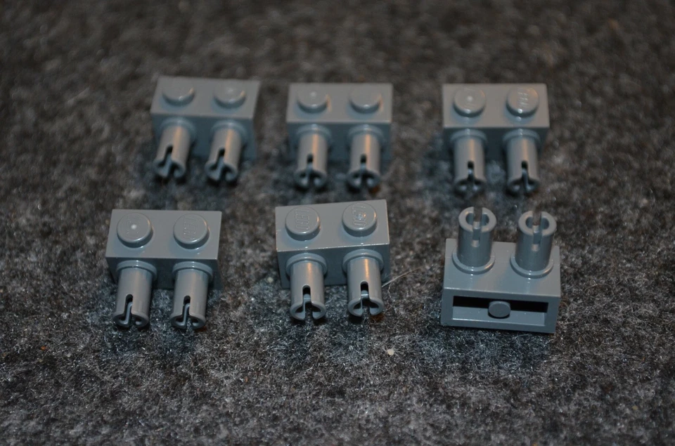 (6) 1x2 Dark Gray Technic Brick with 2 Center Connector Studs ~ NEW Lego  - Image 1 of 1