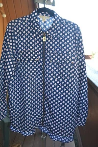 Michael Kors Muster Print Shirt Bluse Top XL Reißverschluss vorne blau rot weiß - Bild 1 von 3