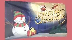 3x5 Frohe Weihnachten Schneemann Flagge 3'x5' Hausflagge verblassbeständig - Bild 1 von 1