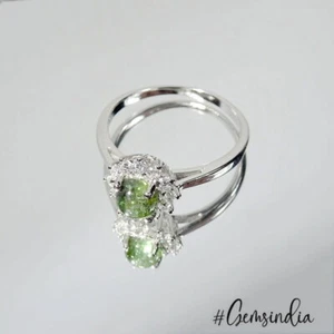 Anillo de diseñador hecho a mano de plata esterlina de turmalina verde natural de 1,87 gramos 7 EE. UU. - Imagen 1 de 7