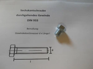 50 x SECHSKANTSCHRAUBEN -VERZINKT- M 12 x 16  8.8  -DIN 933- - Bild 1 von 4