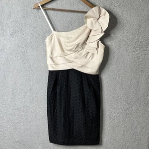 Maxandcleo Womens Dress Size 10 Black Beige Elizabeth One Shoulder Line Back Zip - Picture 1 of 13