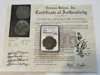 Atocha Shipwreck (1622) Potosi Bolivia Silver Cob 8 Reales NGC Slab Fisher COA - Image 1 of 4