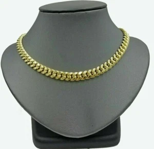 Real 10k Yellow Gold Miami Cuban Chain Necklace 7mm 24 Inch Box Lock Top Quality - Picture 1 of 9
