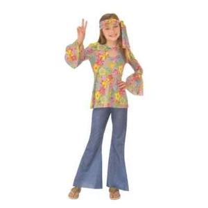 Disfraz de Halloween Hippie Años 60 Niño Woodstock Elegante, Juego de 7 Piezas, Pequeño - Imagen 1 de 8