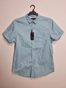Mens Short Sleeve Shirt Button Up Blue Size Medium Industrialize Brand New - Picture 1 of 12