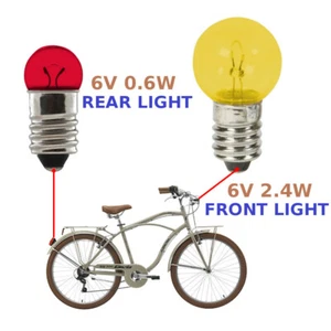 BULB SET REAR 6V 2.4W YELLOW + FRONT 0.6W RED LAMP DYNAMO LIGHT CYCLE SCREW E10 - Picture 1 of 1