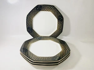 4x Mikasa Aegean Gold A7212 Gold Rim Luncheon Plates Diameter 22 cm - Picture 1 of 10