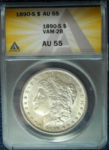 1890 S S/S MORGAN SILVER DOLLAR WOW 60 COLLECTION VAM 2B AU55 Cover