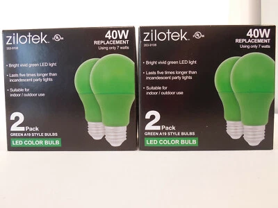 (4) NEW Green LED Light Bulb 7 watt (40w Replace) Indoor/Outdoor (2 x 2pk) - Image 1 of 2