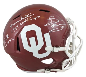 Oklahoma (3) Switzer, Bosworth & Casillas Signed F/S Speed Rep Helmet BAS Wit - Picture 1 of 3