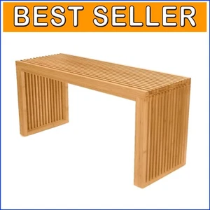Lightweight 35'' Bamboo Farmhouse Bench - Easy Assembly & Care for Modern Spaces - Picture 1 of 8