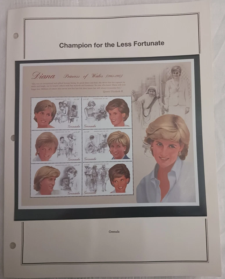 GRANADA - DIANA - CAMPEONA DE LOS MENOS AFORTUNADOS - HOJA RECUERDO - MNH Foto 1 de 1