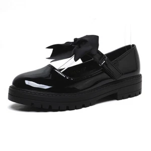 Mädchen schwarz Lack Mary Jane Schulschuhe Kleinkind & Kinder flache rutschfeste Schuhe - Bild 1 von 18