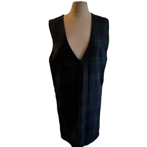 VTG 90’s Black watch Jumper Dress BLUE & GREEN Plaid Wool SZ 12 SAG HARBOR - Picture 1 of 4