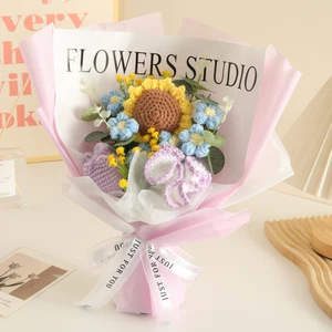 Crochet Flower Bouquet – Artificial Flowers, Knitted Flowers, Crochet Flower Arr - Picture 1 of 9