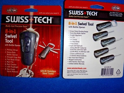 SWISS TECH 8-in-1 SWIVEL TOOL  SCREWDRIVER  KNIFE FILE FLASHLIGHT  BOTTLE OPENER - Image 1 of 3