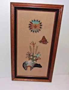 Vintage Native Sand Art Picture Navajo Framed Southwestern 10"x18" Frame - Picture 1 of 4