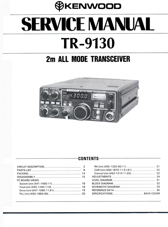 Manuale Di Servizio Per Kenwood TR-9130 - Immagine 1 di 1