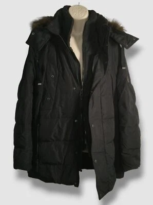 $396 Marc New York Men's Black Gattaca Fur Trim Hooded Down Coat Jacket Size XXL - Image 1 of 4