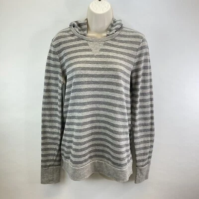 Sudadera con capucha de manga larga a rayas grises Three Dots para mujer talla S dorada brillante Foto 1 de 4