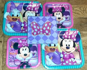 New Minnie Mouse Happy Birthday Large & Small Paper Plates & Napkins 16 Ct Each - Picture 1 of 7