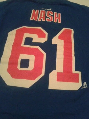 NY Rangers blue short sleeved shirt + mens small + Rick NASH Cover