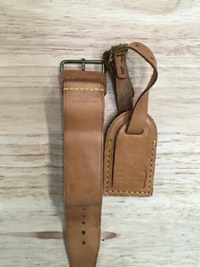 LV hellbrauner Leder Kofferhalter mit Band Vintage - Bild 1 von 6