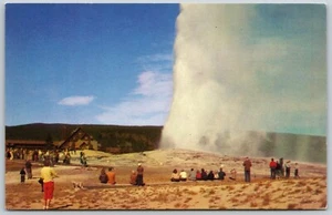 Postcard Wyoming Yellowstone National Park WY Old Faithful Geyser and Inn - Picture 1 of 2