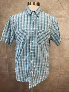 Club Room Fitted Checkered Cotton Short Sleeve Button Up Shirt Size M - Picture 1 of 6