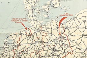 1954 AAA European Motor Routes Map - Bremen Enclave - Joint Administration - Germany - Bild 1 von 7