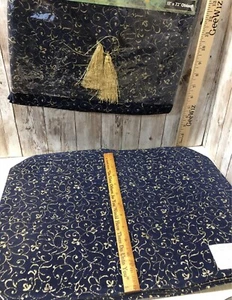 NWT Table Runner & 4 Placemat Set Blue & Gold Tassel 13x72 FREE SHIp - Picture 1 of 8