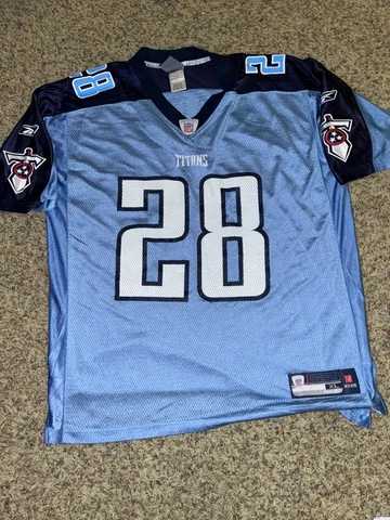 Chris Johnson Tennessee Titans Jersey Mens XL Blue Reebok #28 Football NFL Cover