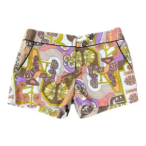 Trina Turk Womens Shorts 4 Multicolor Floral Mod Print Cotton Summer Corbin - Picture 1 of 13