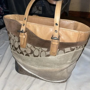 VNTG Y2K Coach Large Wave Suede Gallery Tote Purse Bag. K0693-F10652 - Picture 1 of 11