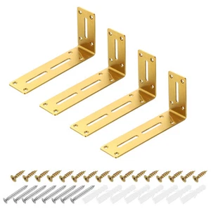 4Pcs 90x180x45mm Adjustable L-Shape Corner Brace Slotted Bracket, Rose Gold - Picture 1 of 6