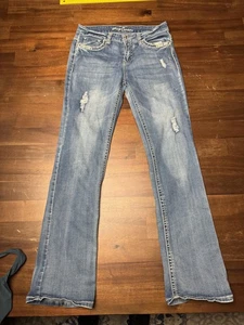 Sexy Couture Jeans Womens 11 Light Wash Blue Bootcut Embellished Rhinestone - Picture 1 of 9