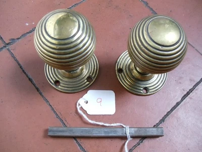 Antique restored brass Beehive Mortice lock handles, restored and ready to fit - Image 1 of 4